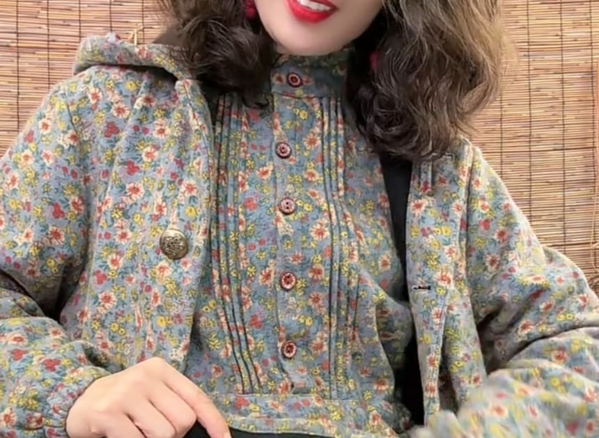 Aigan - Midi-A-lijnjurk met lange mouwen en bloemenprint