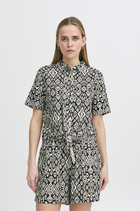 Ichi zwarte dames blouse