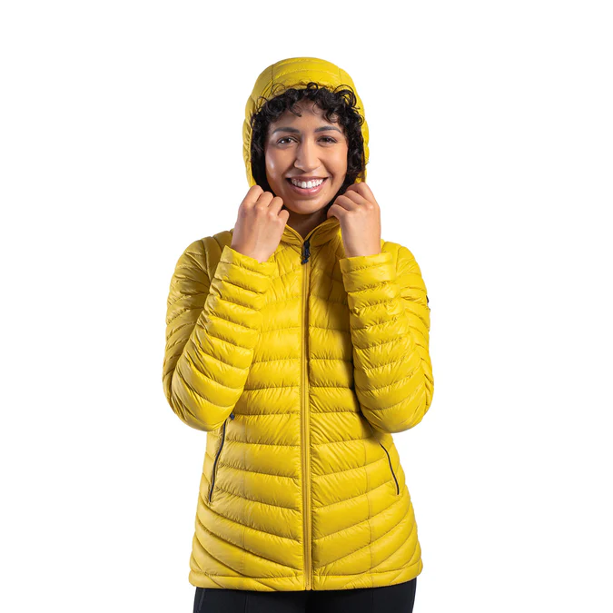 Decathlon Forclaz - Jaqueta puffer feminina com capuz Forclaz MT100