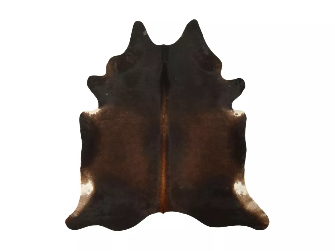 Peau de bovidé naturelle teintée brun et noir