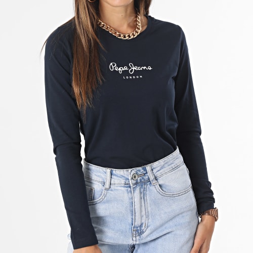 Tee Shirt Manches Longues Femme New Virginia Bleu Marine