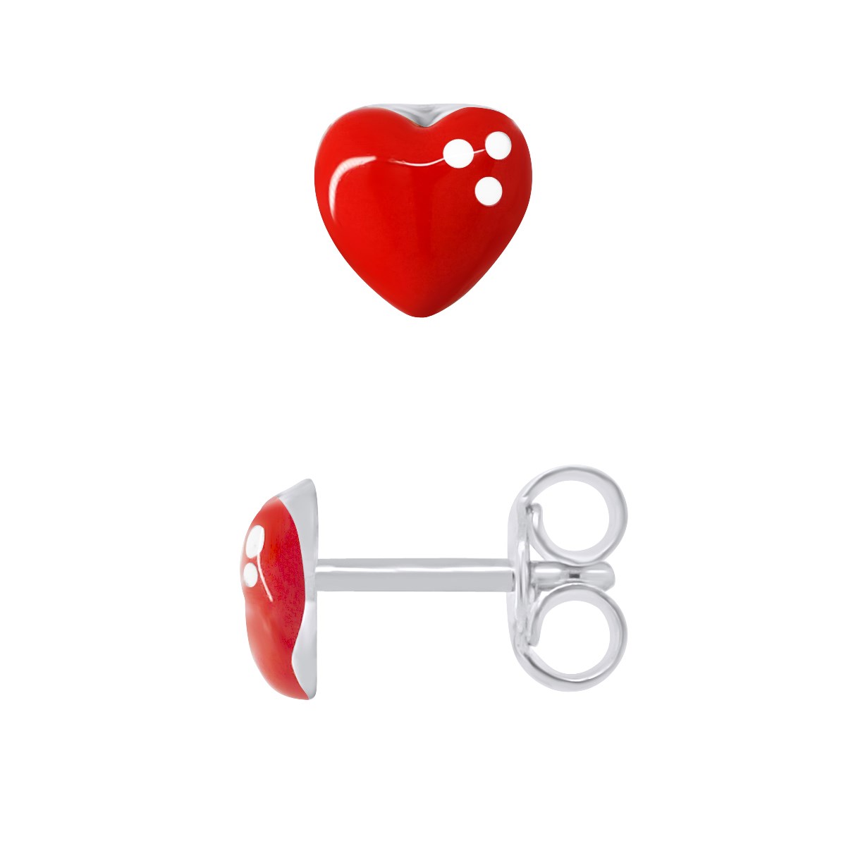 Boucles d'Oreilles COEUR ROUGE - Argent 925
