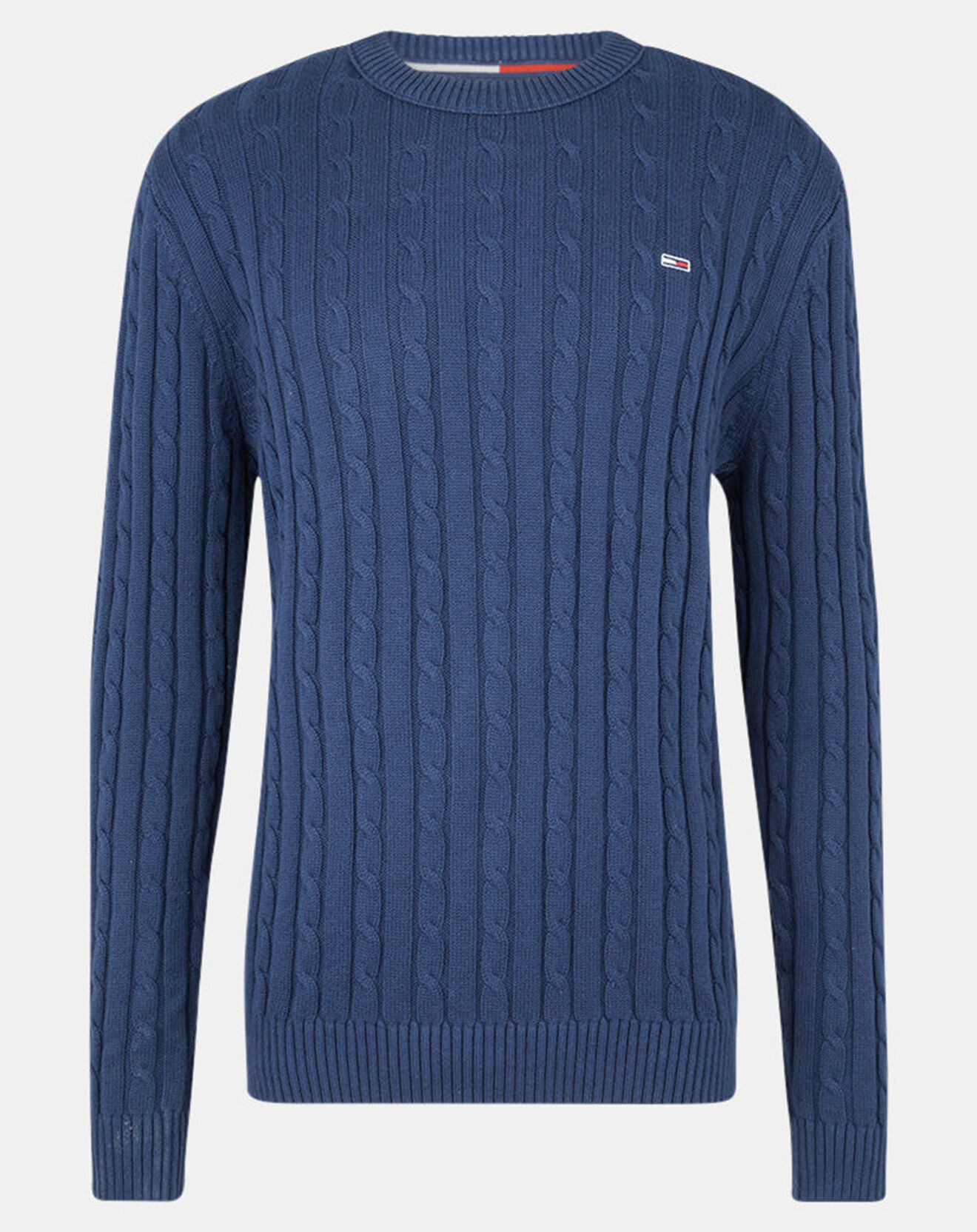 Tommy Jeans Pull 100% Coton Bio Essential Cable bleu marine