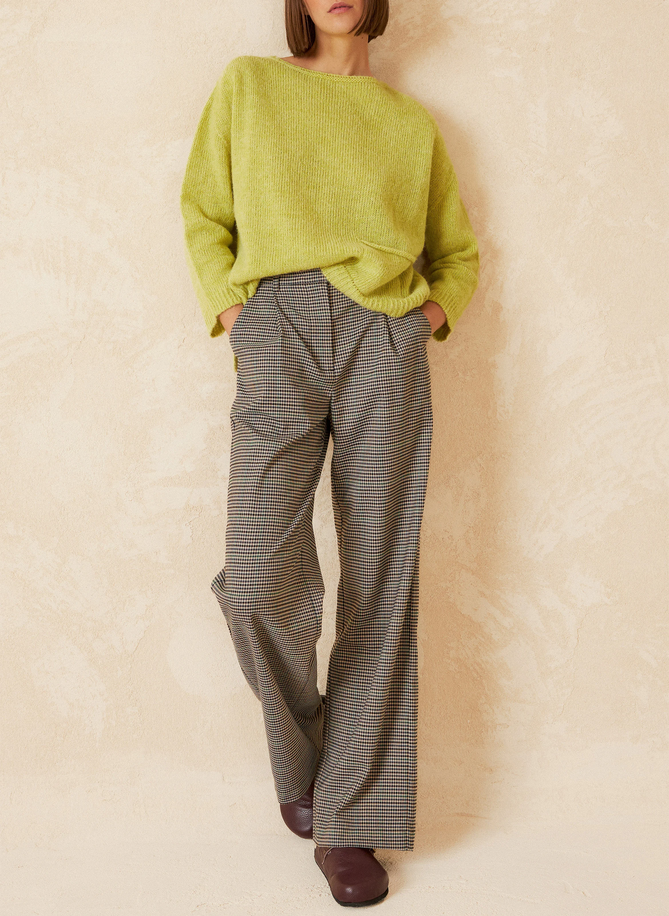 Pantalon large à carreaux | Noir
