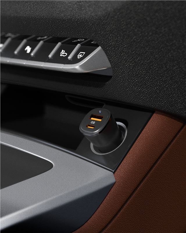 (48W) USB C / USB A Essential Auto KFZ Ladegerät Schnellladegerät für Zigarettenanzünder Power Delivery (ACP08447) - Schwarz