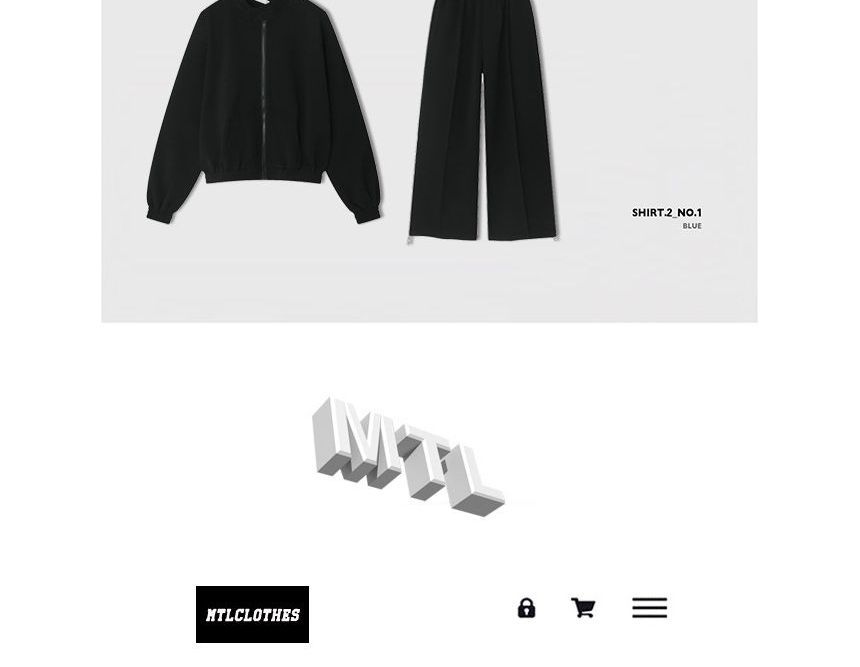 FAERIS - Mock-Neck Plain Zip-Up Jacket / High Waist Wide Leg Pants