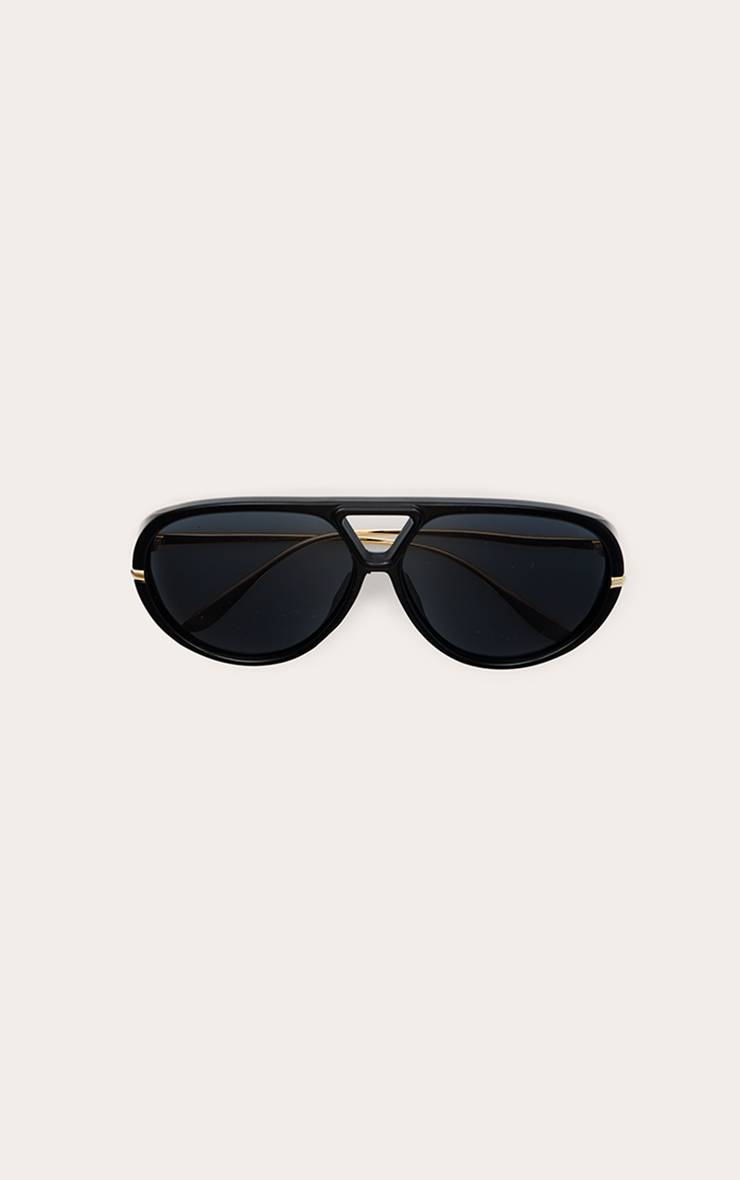 Noir Lunettes De Soleil Aviateur Oversize À Monture Épaisse