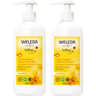 Crème lavante bio au calendula - Corps & cheveux - Bébé - 2 x 400 ml
