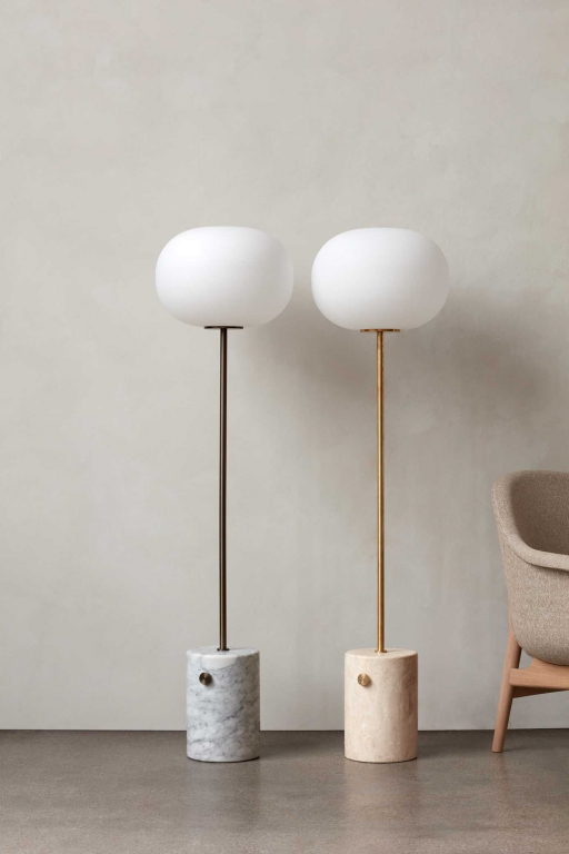 Audo Copenhagen JWDA vloerlamp Red Travertine/Bronzed Brass