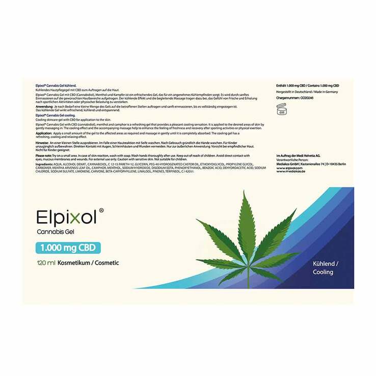 Cannabis Gel 1000 mg Cbd Kühl Gel Elpixol, 120 ml