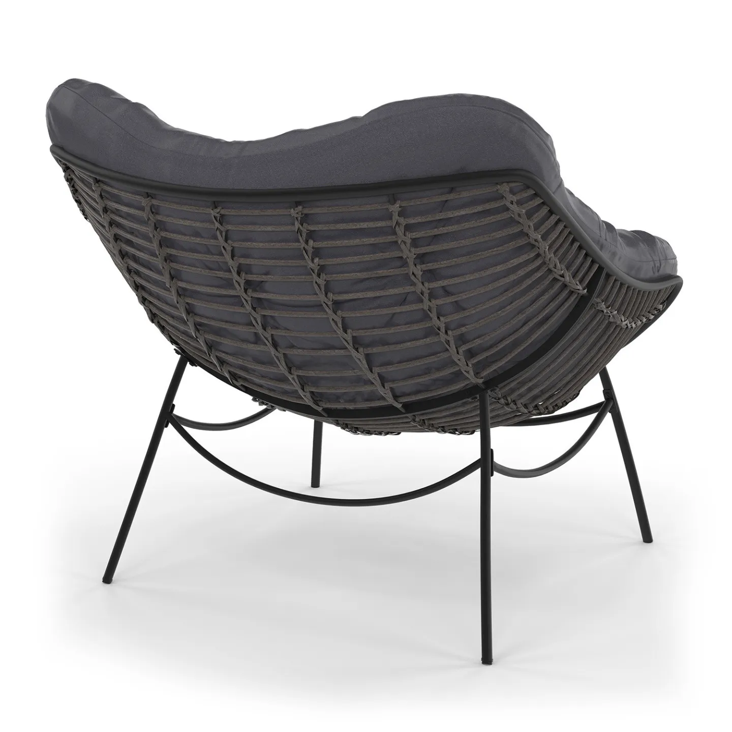 Fauteuil de jardin relax LOA effet rotin gris et coussin gris