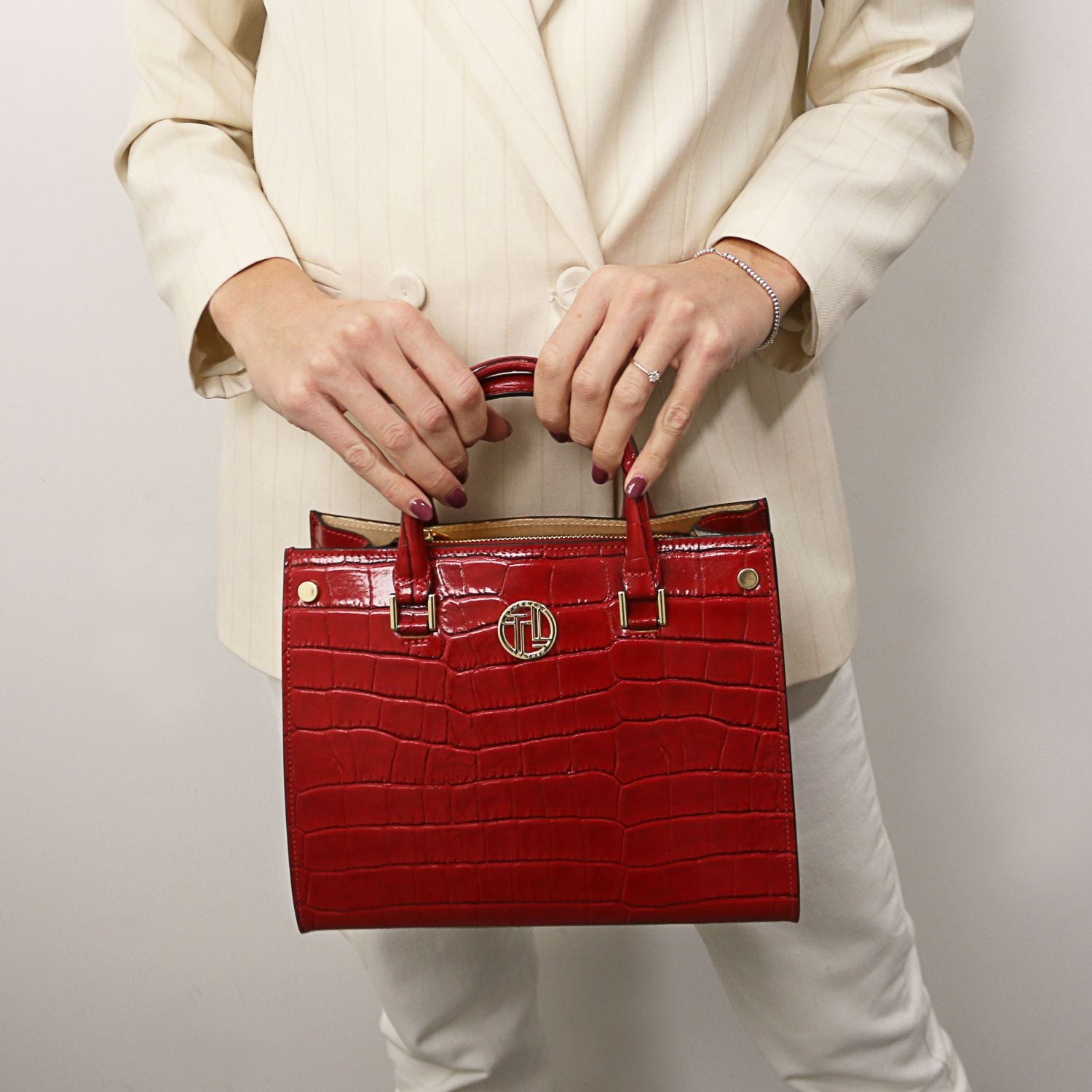 TL142504 – Croque – Croc print leren Handtas