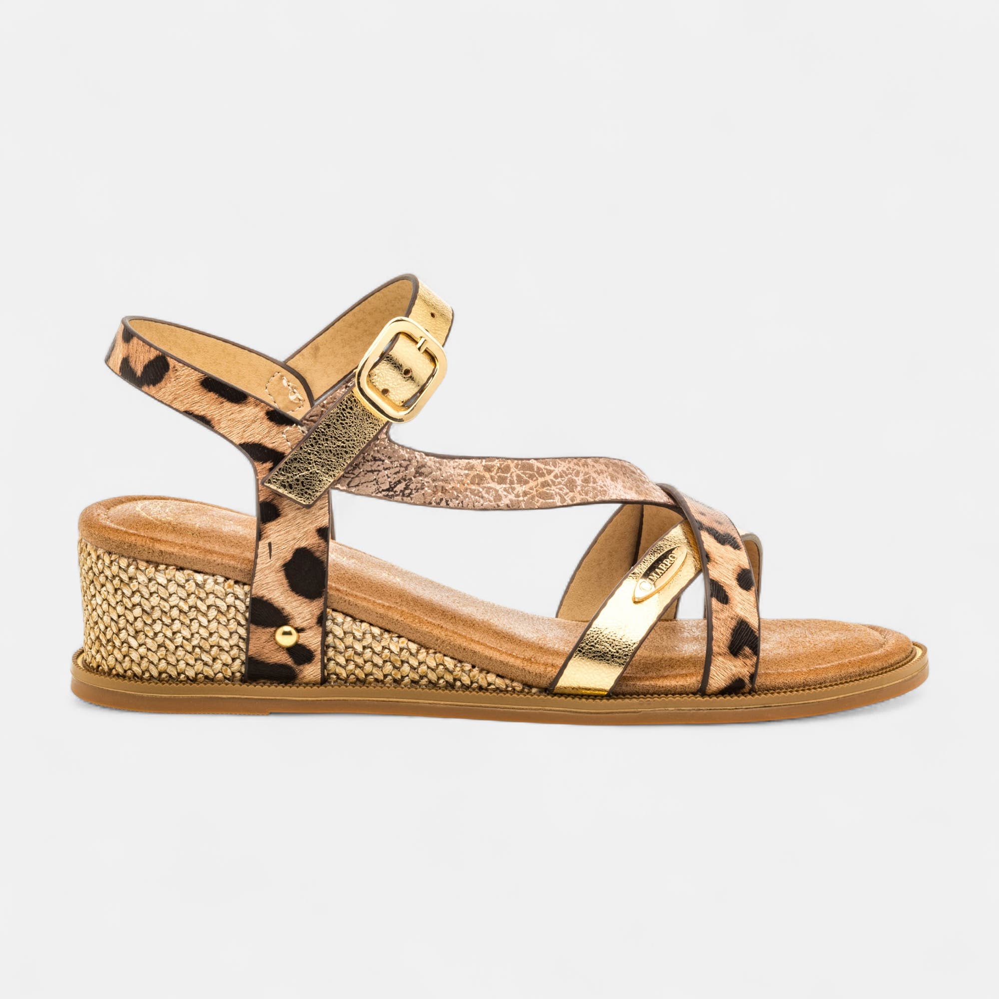 Nu-pieds à talon compensé Femme or