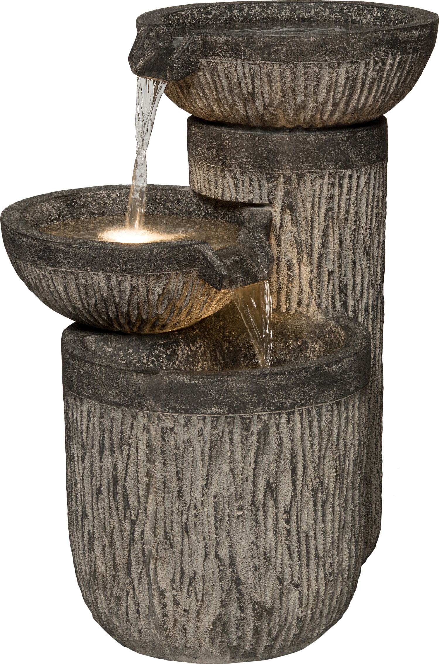 Intratuin waterornament 3-Schaal grijs 43 x 35 x 54 cm met LED