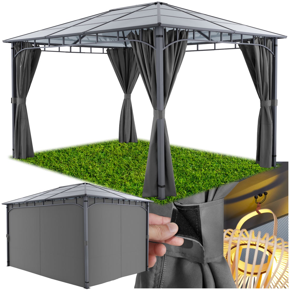 tectake Caracas tuinpaviljoen met gepoedercoat aluminium frame, inclusief 8 haringen