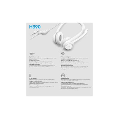 Logitech H390 - Casque filaire avec micro - USB-A - blanc cassé