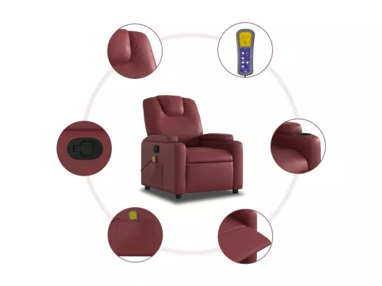 Fauteuil massant inclinable Rouge bordeaux Similicuir