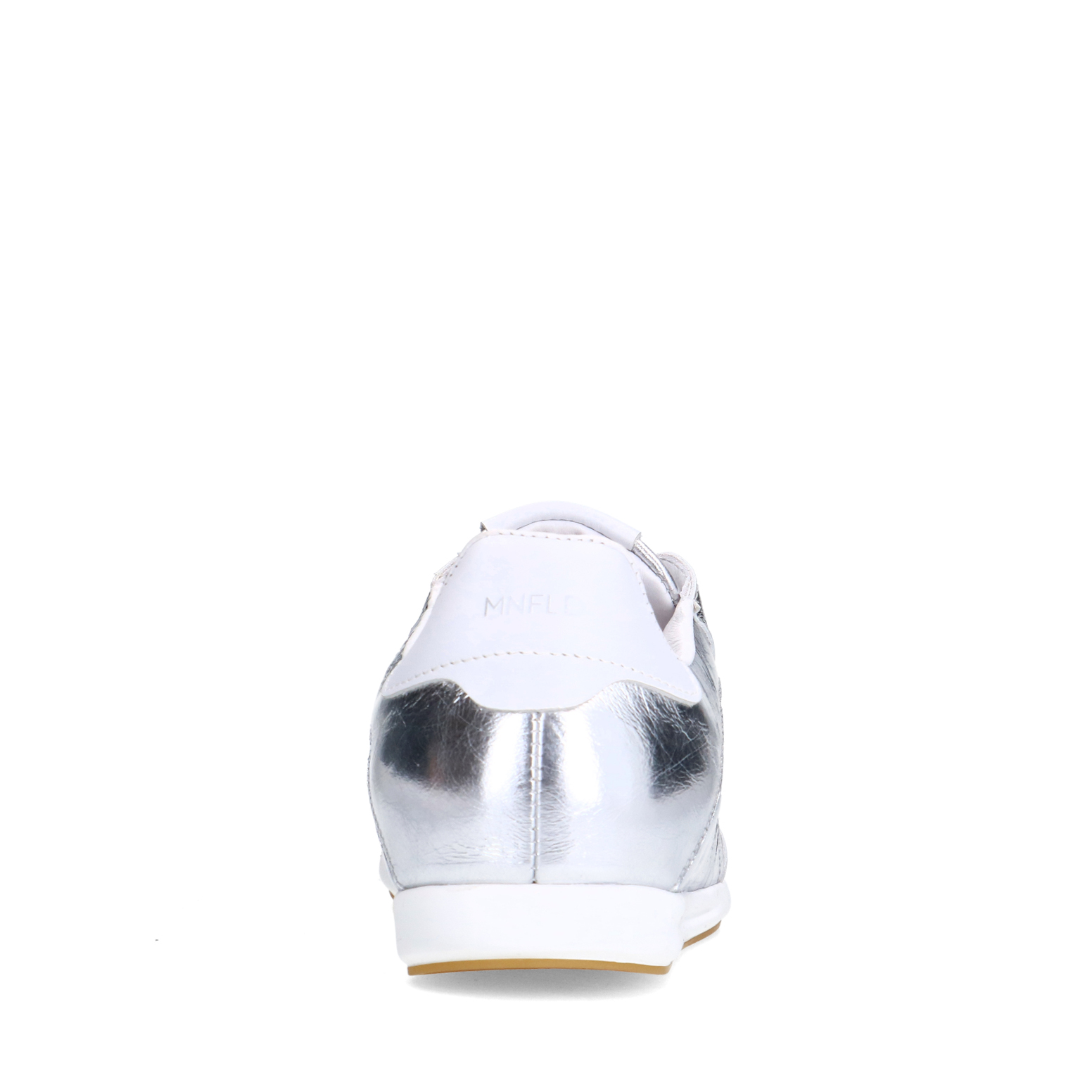 Zilveren leren metallic sneakers