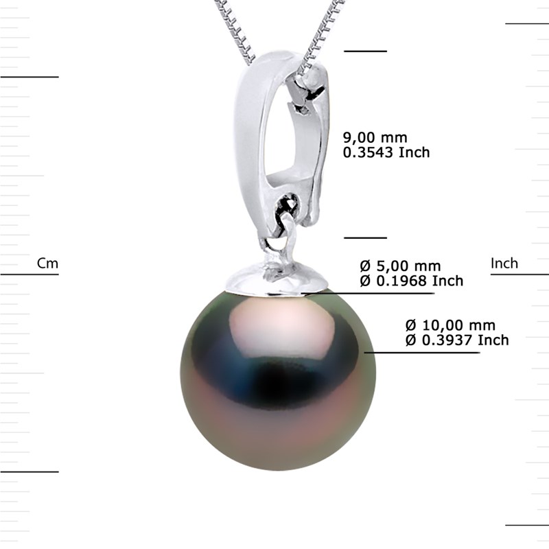 Pendentif Bélière Ouvrante Or Blanc et Véritable Perle de Culture de Tahiti Ronde 10-11 mm