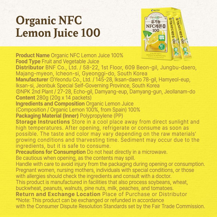 BOTO - Biologisch NFC-citroensap 100