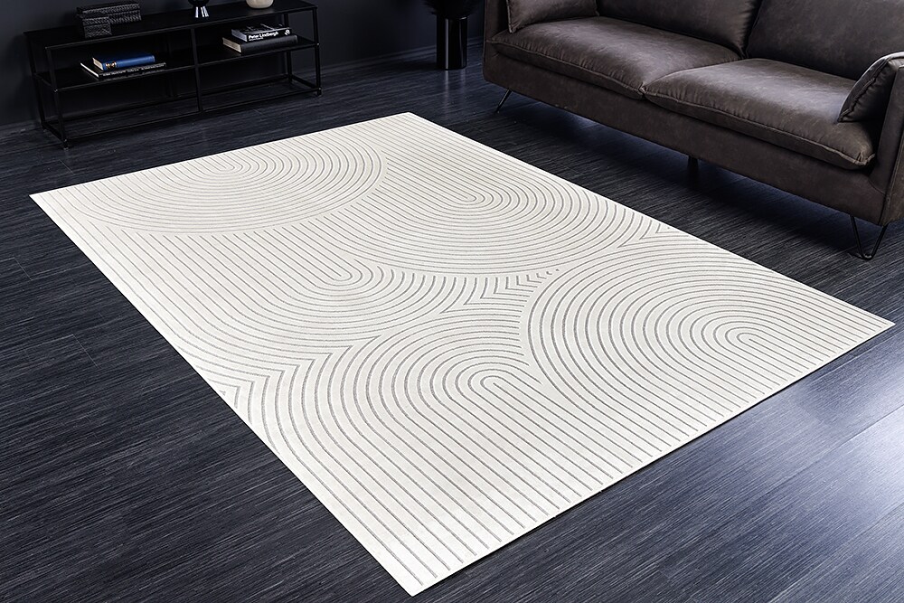 riess-ambiente Teppich ILLUSION - 230x160cm creme beige Kurzflor geometrisches Muster Baumwolle Modern