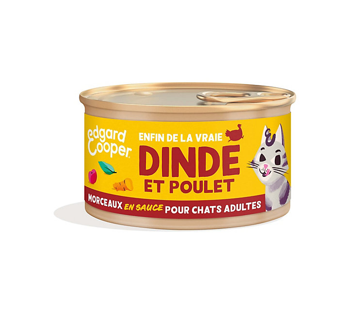 Pâtée en morceaux pour les chats adultes à la dinde & au poulet 85g Edgard cooper