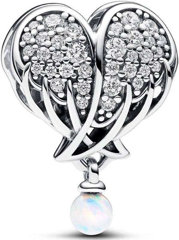 Pandora - Charm Sparkling Angel Wings & Heart - Bedel