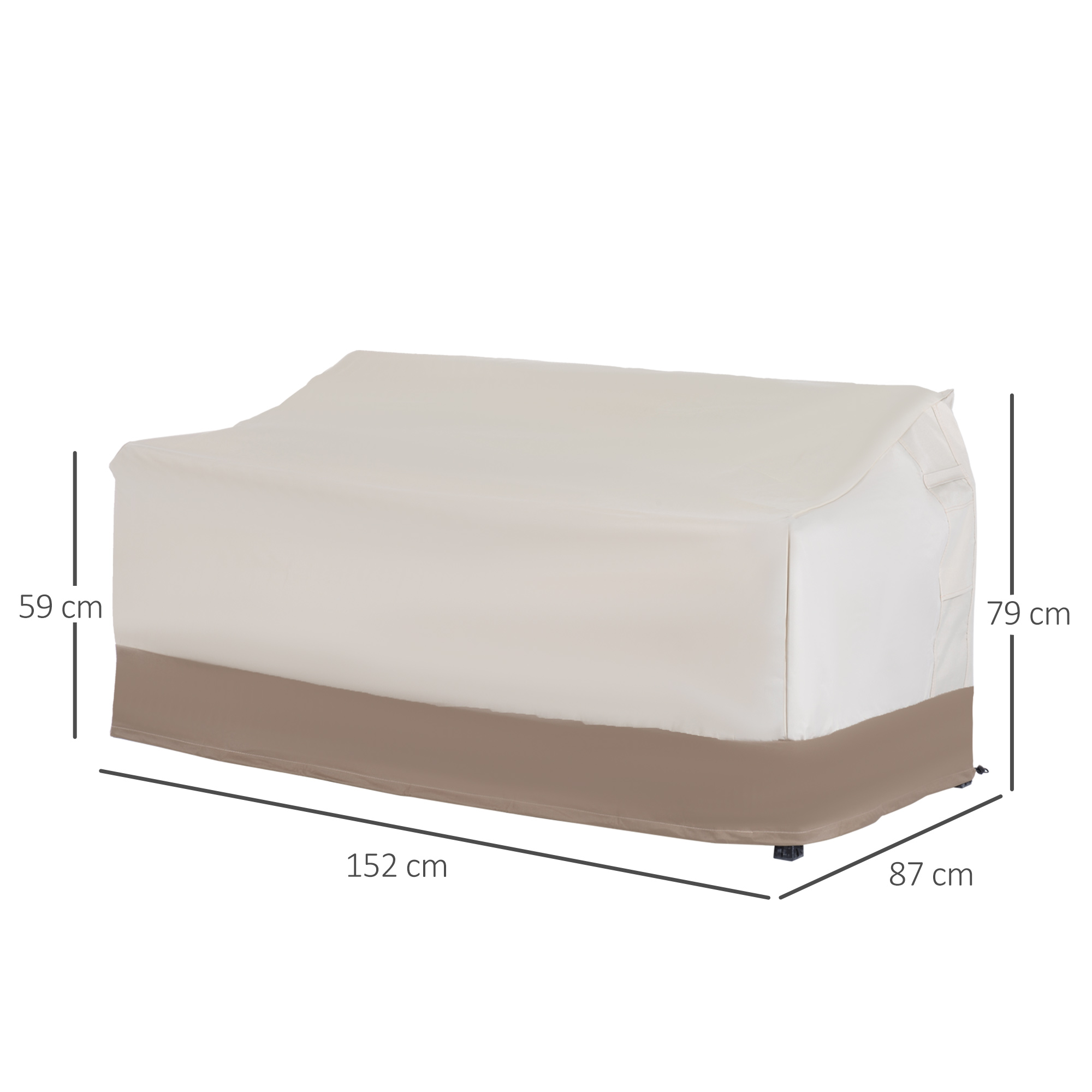 Capa protetora Outsunny para banco de 2 a 3 lugares, capa impermeável para móveis de jardim, proteção contra chuva e sol, 152x87x59/79cm, tecido Oxford 600D