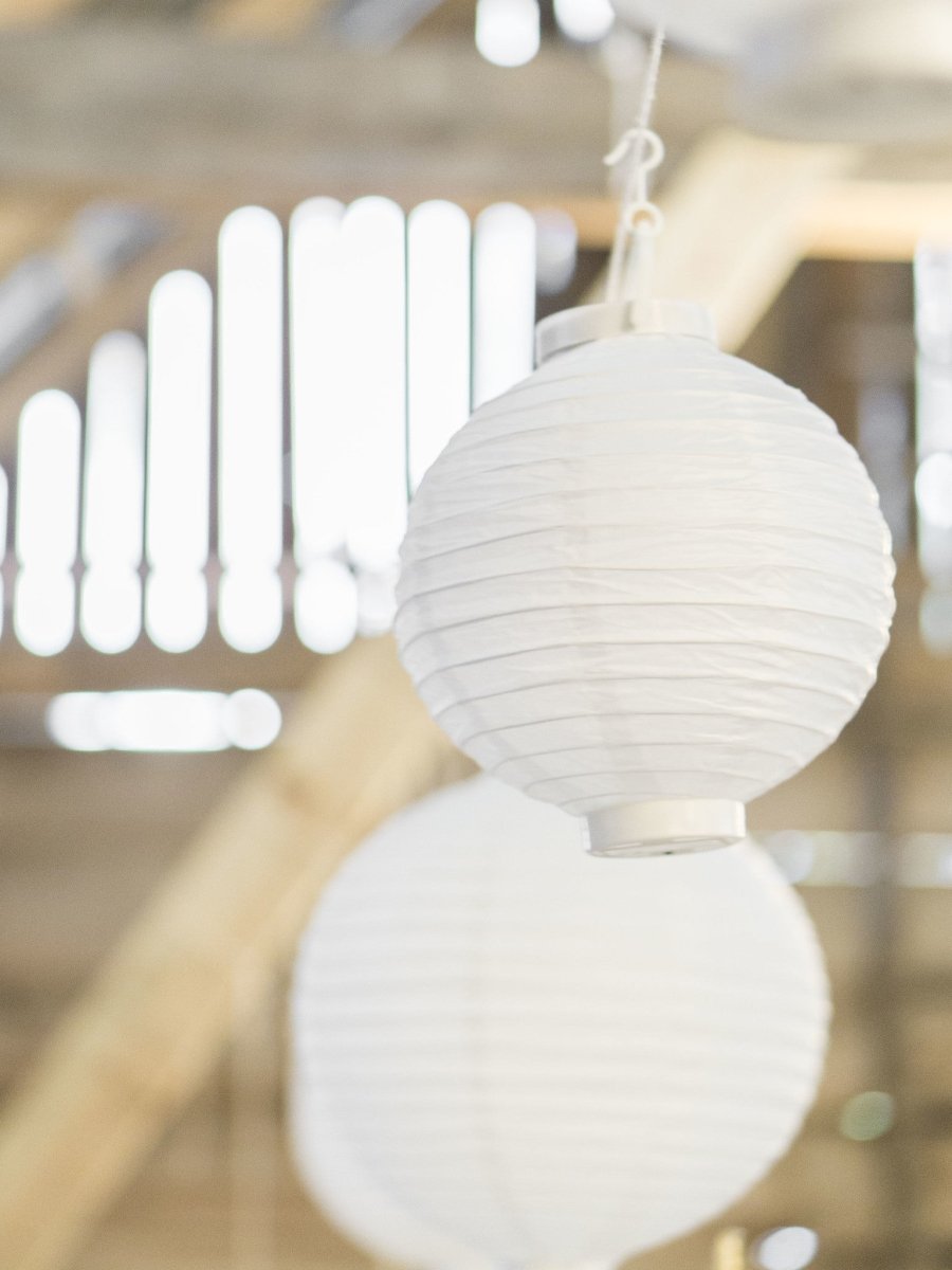 Witte Lampion Rond met lampje 20cm