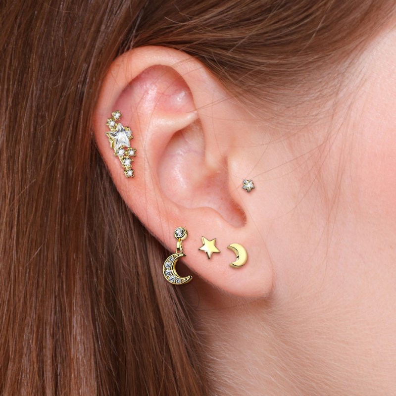Composition piercings constellation pour cartilage et tragus acier