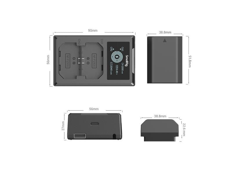 Smallrig Digitalkamera-Akku NP-FZ100 Akku und Charger Kit Akku und Charger Kit NP-FZ100 für Sony Kameras
