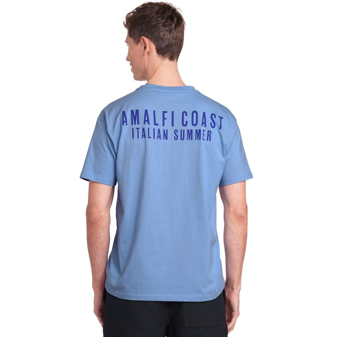 Jonas Nielsen Herren T-Shirt mit Prints und Aufnäher hellblau