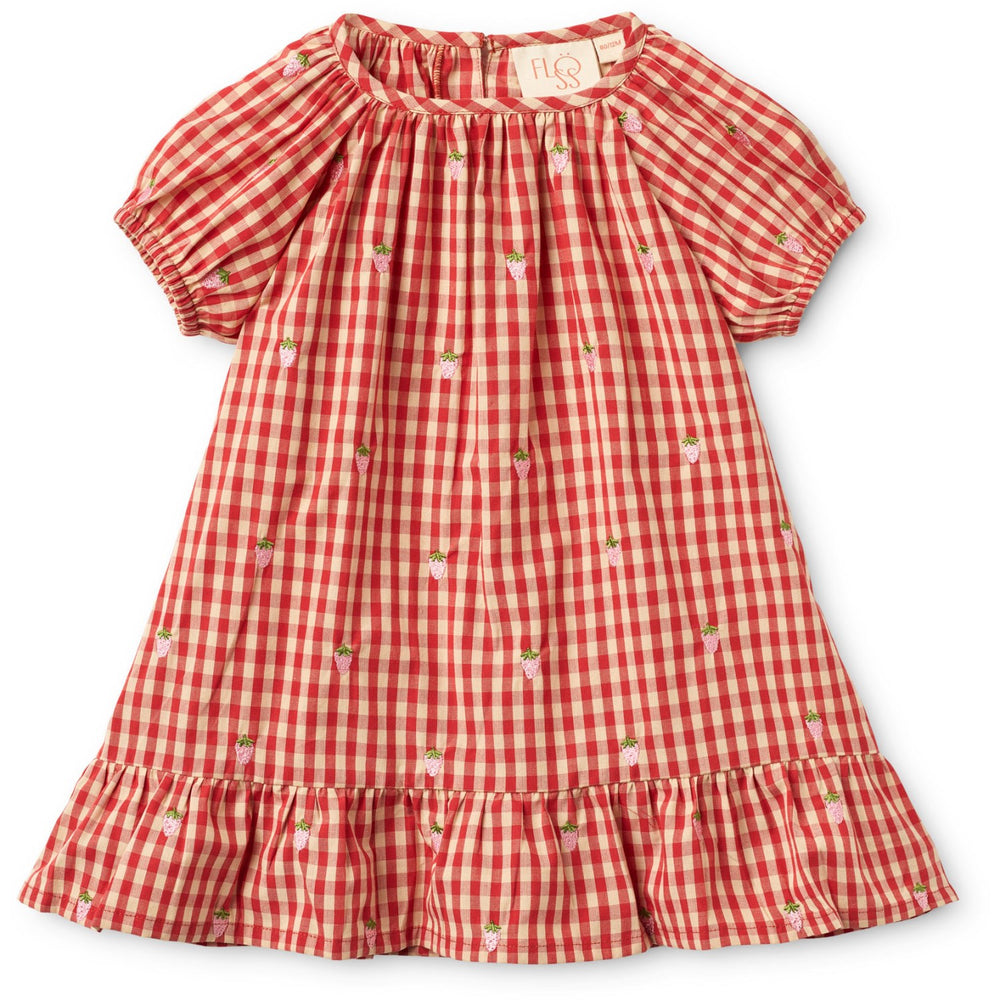 Køb Flöss Red-pink Berry Gingham Molly Pineberry Kjole