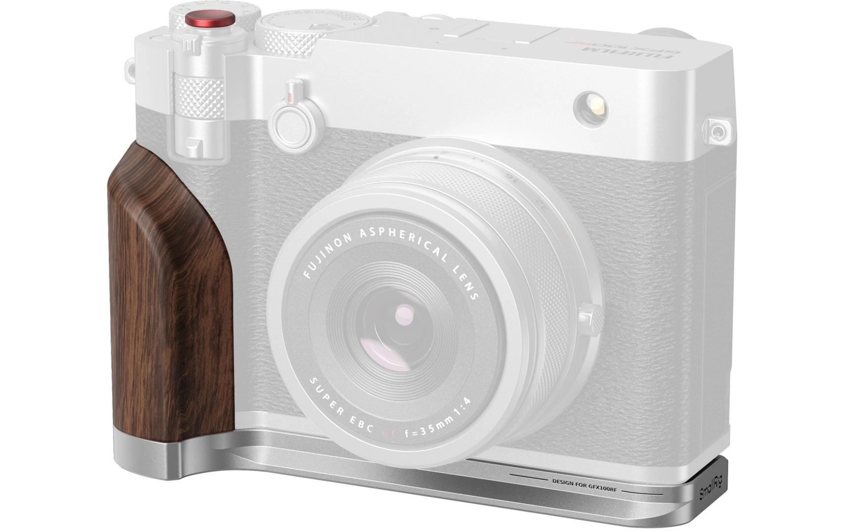 L-Winkel mit Holzgriff für FUJIFILM GFX100RF SilberL-förmige Montageplatte mit Holzgriff