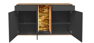 Sideboard COMO 159 x 90 cm Anthrazit matt Lack/Asteiche-Dekor