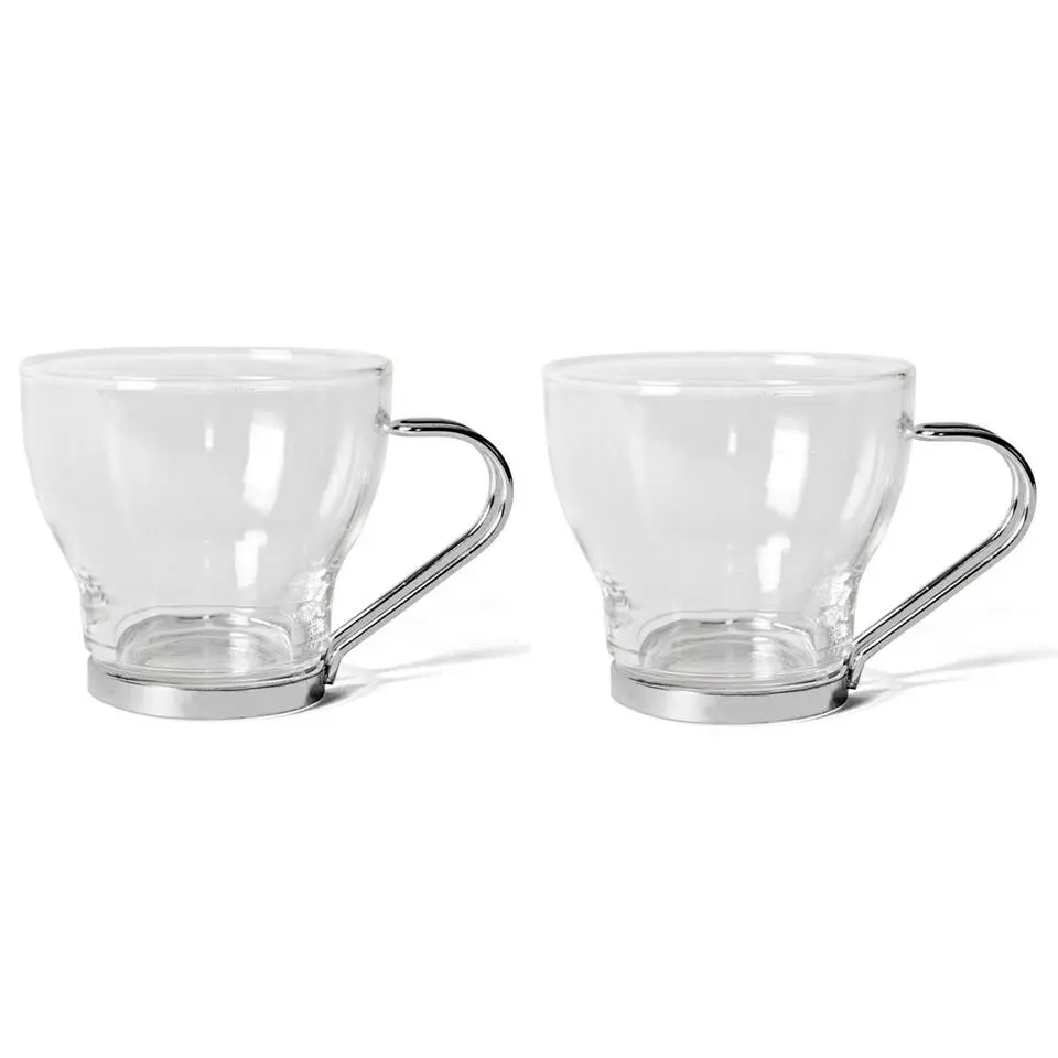 Gerimport theeglazen set - 6x stuks - 170 ml - RVS - oor/handvat