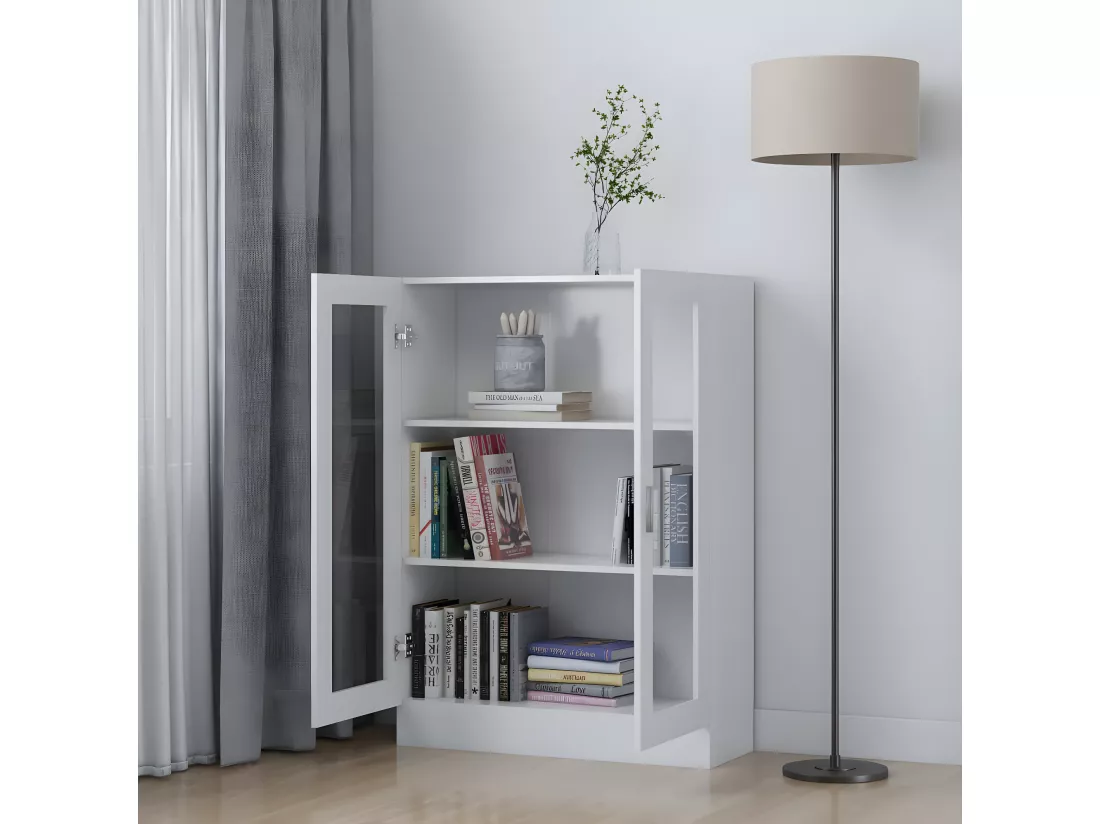Armoire à vitrine Blanc 82,5x30,5x115 cm Aggloméré