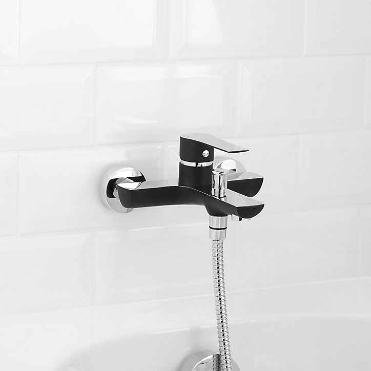 Mitigeur de baignoire noir GoodHome Wicie