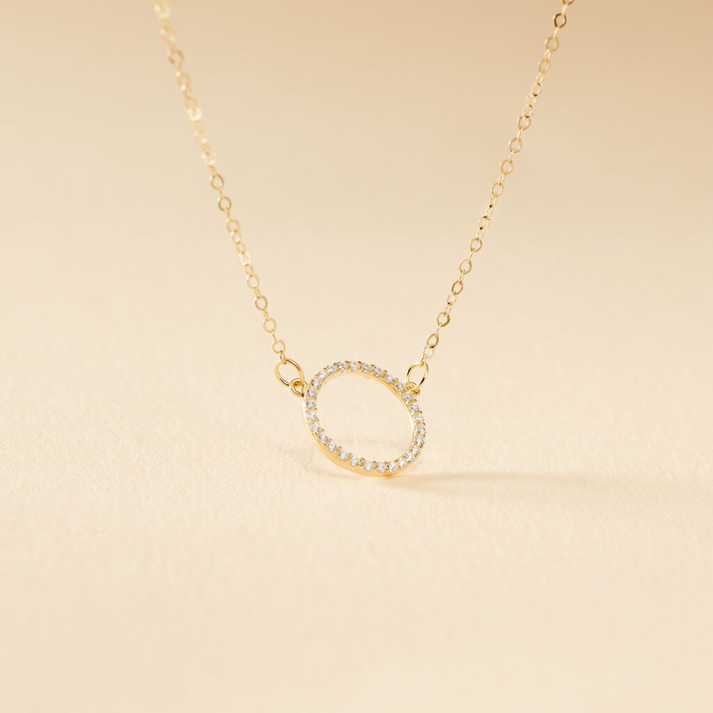 Collier Stip Or Jaune Oxyde De Zirconium