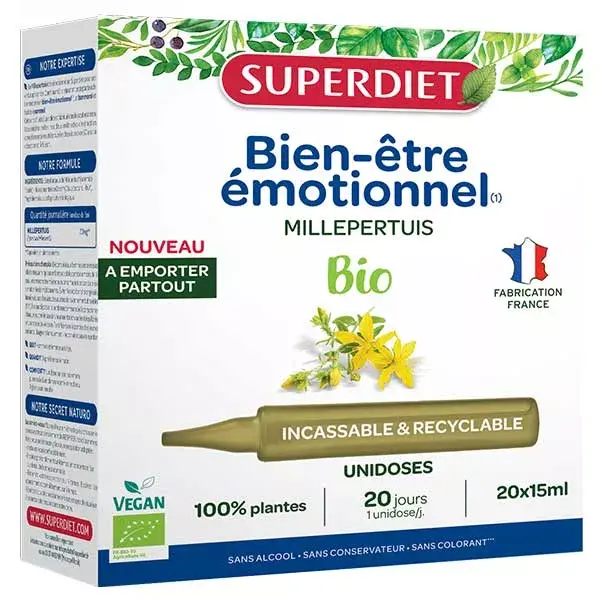 Superdiet Erva de São João Orgânica - 20 frascos de dose única