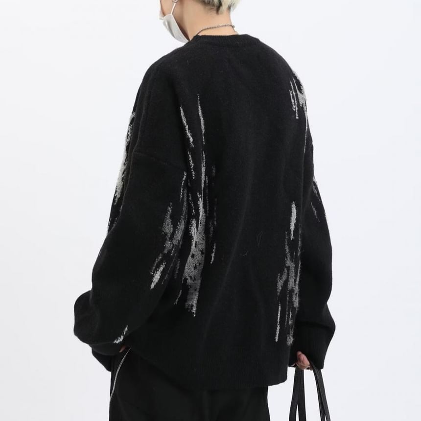 Craltuxe - Oversized trui met ronde hals en melange