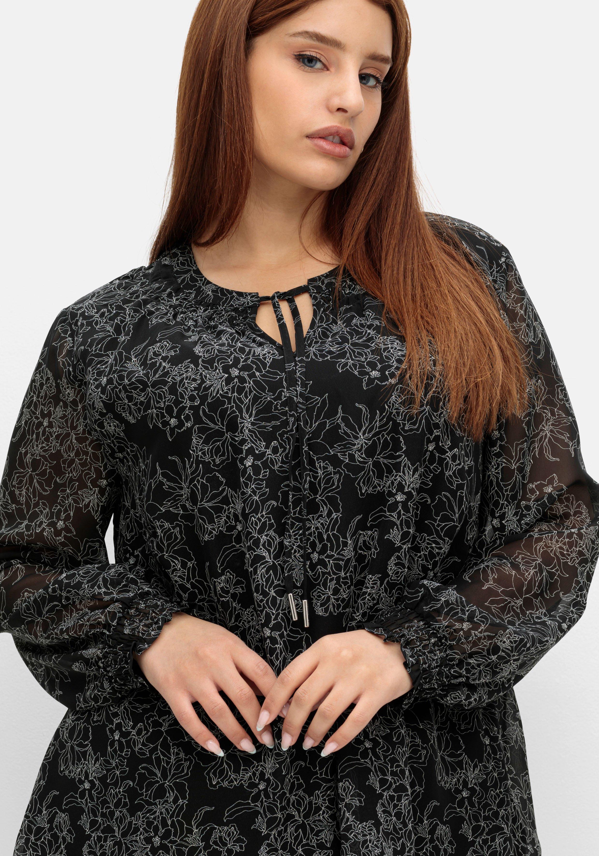 Chiffontunika in Petite Passform, mit Blumenprint