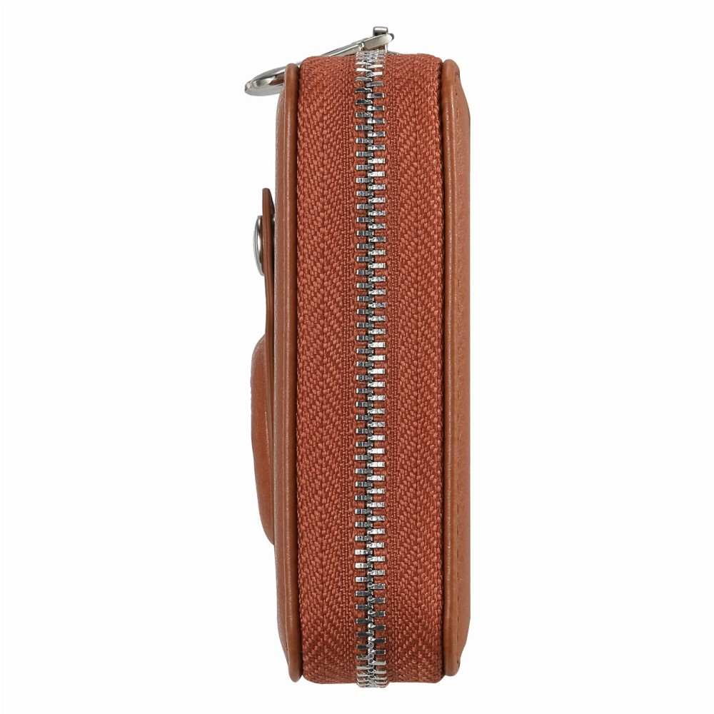 (12.7x11.1x3.6cm) Apple AirTag Wallet Mini Kreditkarten Portemonnaie Leder Etui Geldbörse Litchi Look  (RFID Schutz) - Braun