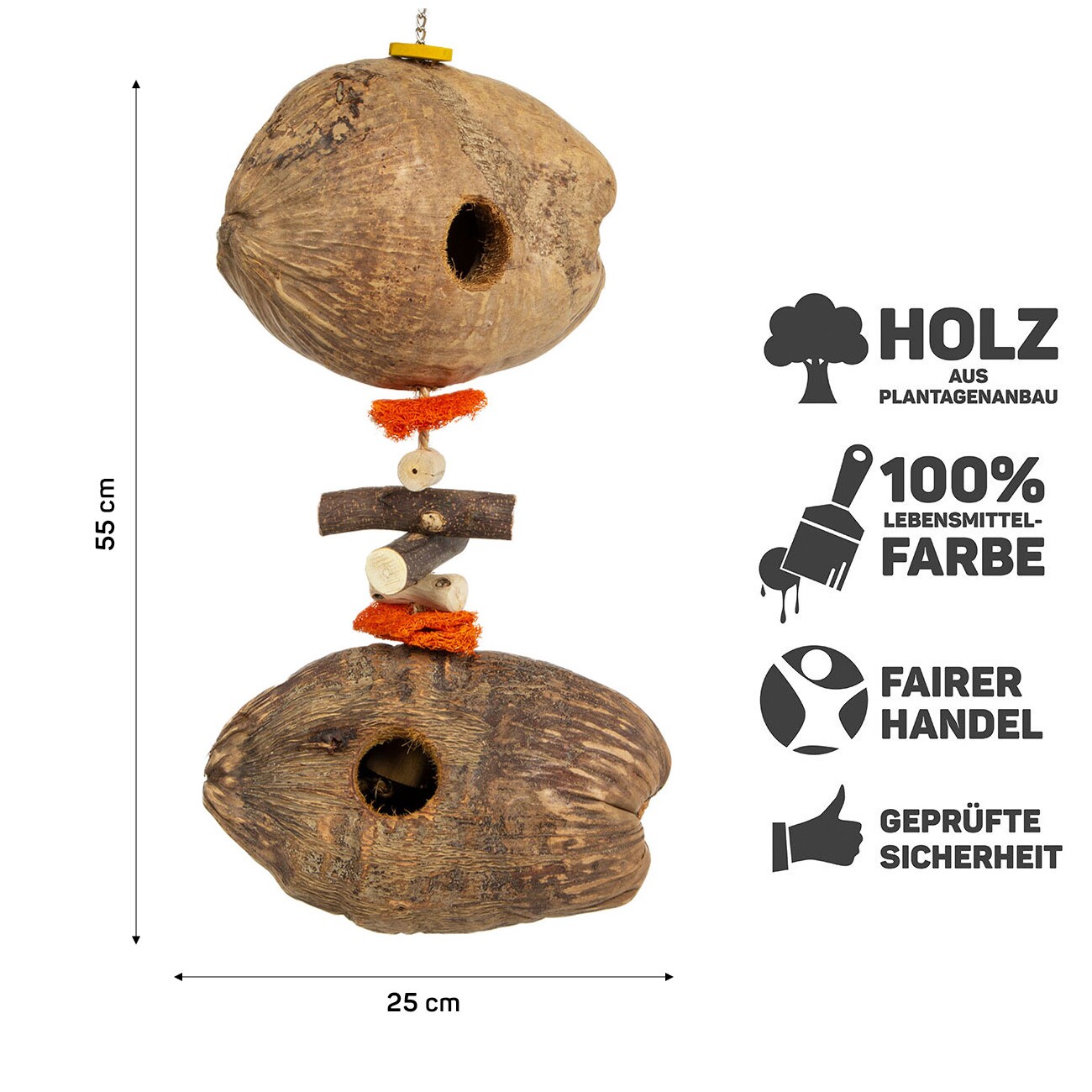 HappyBird Schredderspielzeug Coco Natural Dbl. Fun