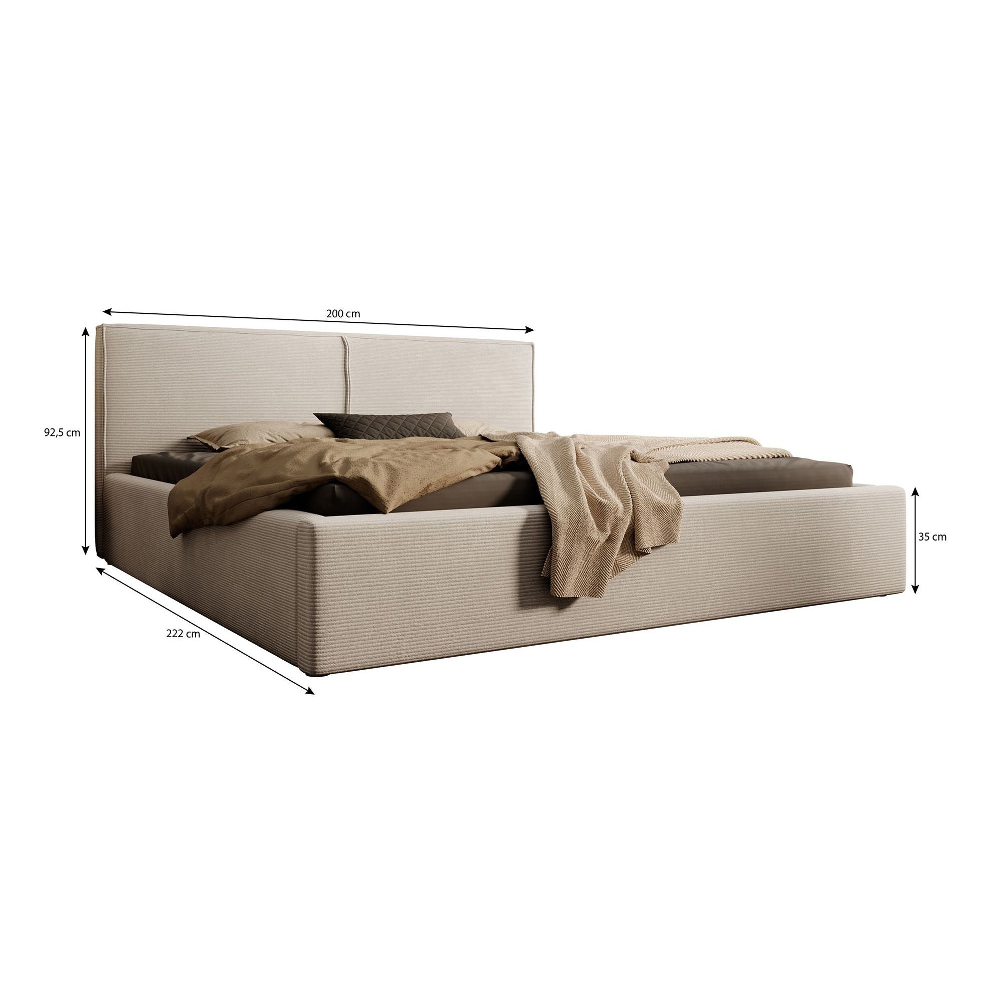 Infinity - Tweepersoonsbed - Ribstof beige - 180x200 cm