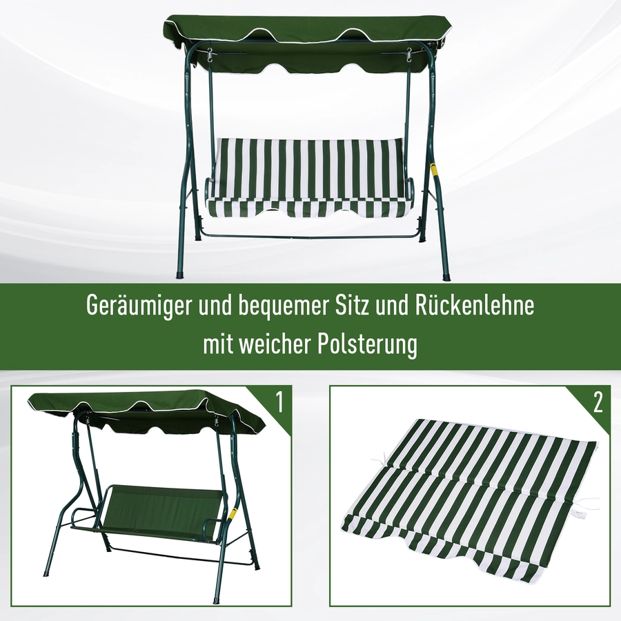 Outsunny Hollywoodschaukel als 3-Sitzer grün, weiß