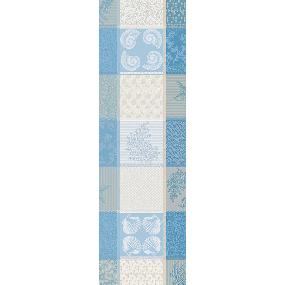Chemin de table pur coton bleu 55X180 Garnier Thiebaut