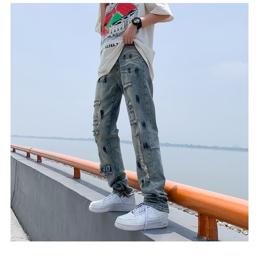 Oakjam - Versleten Slim Fit Jeans