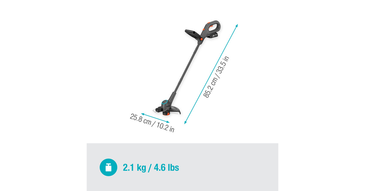 GARDENAGrastrimmer EasyTrim 25 18V  (Grijs/turquoise, 18V P4A Accu en oplader inbegrepen)