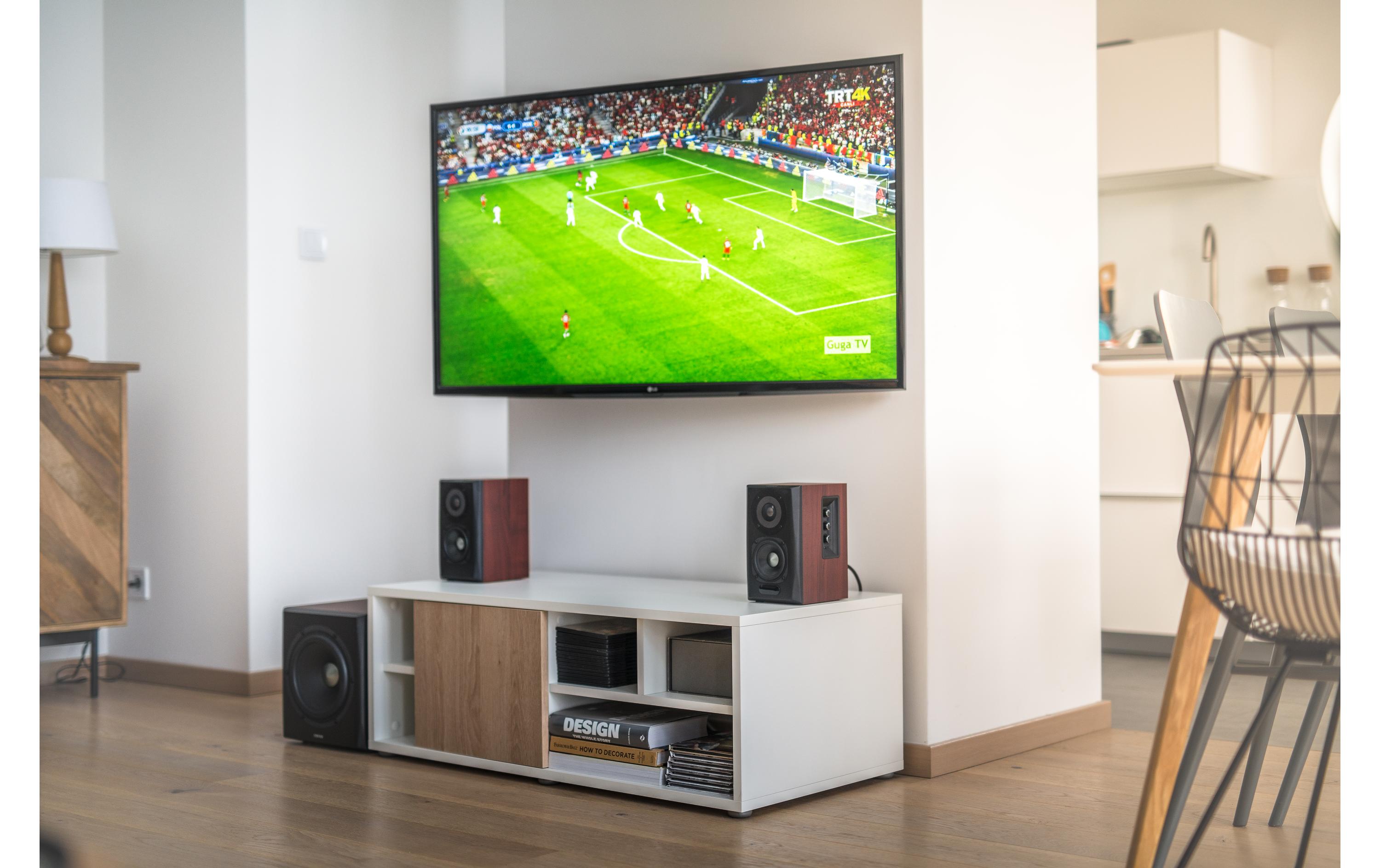 Regallautsprecher Paar S350DB mit Subwoofer Braun<br>Aktive 2.1 Lautsprecher mit Subwoofer und Bluetooth